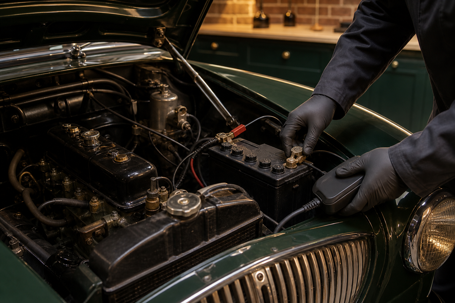Battery conditioning on a stored classic car