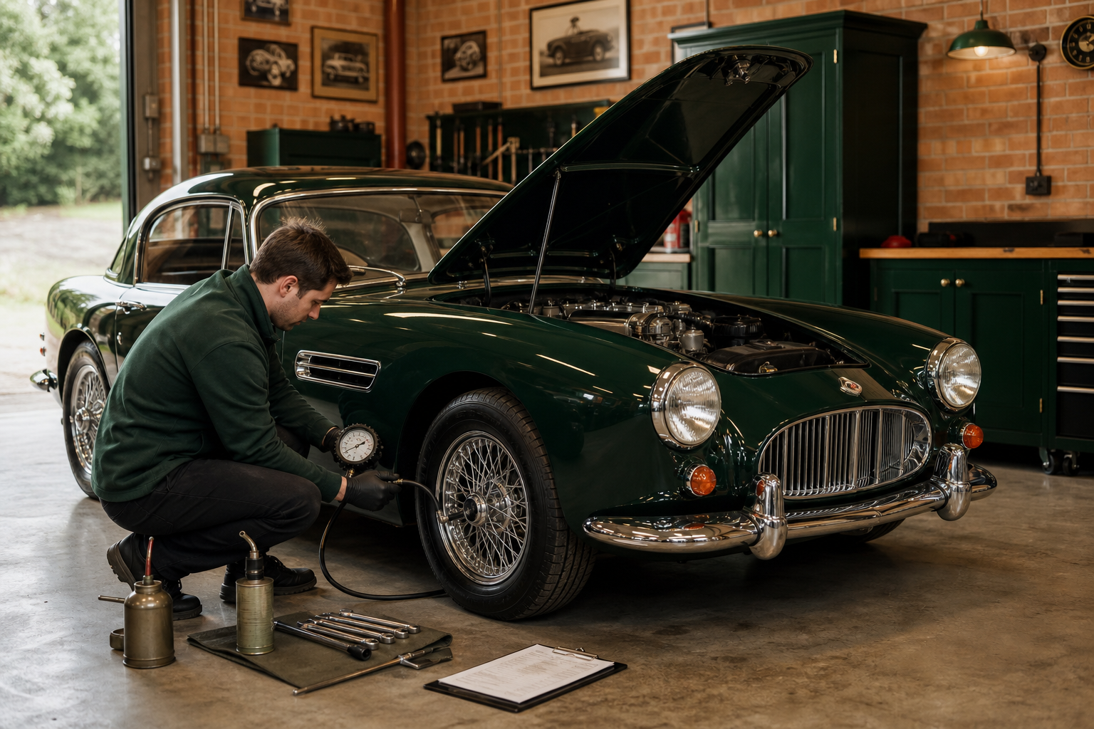 Pre-collection checks on a stored classic car